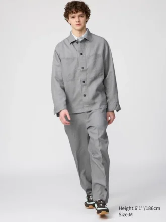 Premium Linen-linede skjortejakke til mænd