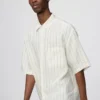 Premium Linen oversize-skjorte i hør til mænd | Korte ærmer | Stribet