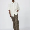 Premium Linen oversize-skjorte i hør til mænd | Korte ærmer | Stribet