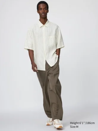 Premium Linen oversize-skjorte i hør til mænd | Korte ærmer | Stribet