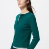 Ribbet Henley-T-shirt til kvinder