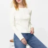 Ribbet Henley-T-shirt til kvinder