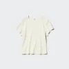 Ribbet mini-T-shirt til kvinder