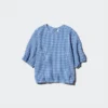 Seersucker-bluse med volumen til kvinder | Gingham