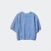 Seersucker-bluse med volumen til kvinder | Gingham
