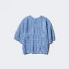 Seersucker-bluse med volumen til kvinder | Gingham
