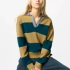 Smooth Cotton Relaxed Polo Sweater til kvinder | Stribet