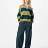 Smooth Cotton Relaxed Polo Sweater til kvinder | Stribet