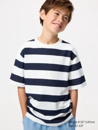 Stribet AIRism-T-shirt i bomuld til børn