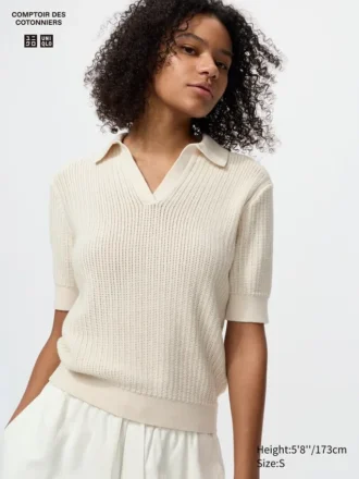 Sweater i bomuld med pointelle-mønster til kvinder