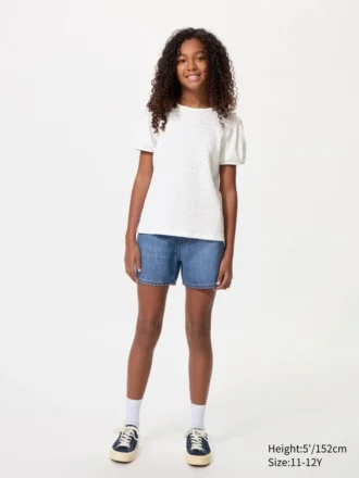 T-shirt med pufærmer til børn | Rynket