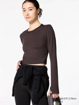 Ultra Stretch AIRism Cropped T-shirt til kvinder | Langærmede T-shirts