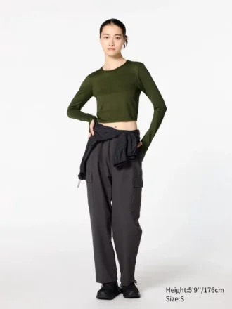 Ultra Stretch AIRism Cropped T-shirt til kvinder | Langærmede T-shirts