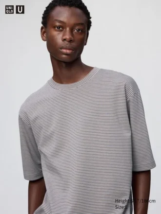 Unisex AIRism bomulds-oversize T-shirt med striber