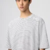 Unisex AIRism bomulds-oversize T-shirt med striber