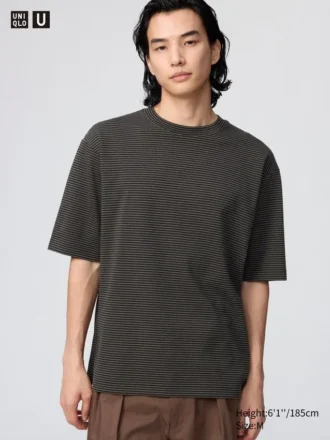 Unisex AIRism bomulds-oversize T-shirt med striber