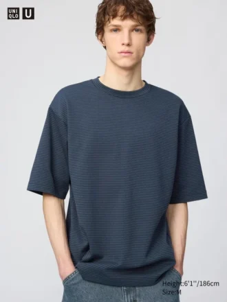 Unisex AIRism bomulds-oversize T-shirt med striber