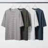 Unisex AIRism bomulds-oversize T-shirt med striber