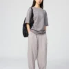 Unisex AIRism bomulds-oversize T-shirt med striber