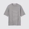 Unisex AIRism bomulds-oversize T-shirt med striber