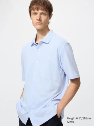 Unisex AIRism bomuldspiqué polo-skjorte med fuld åbning