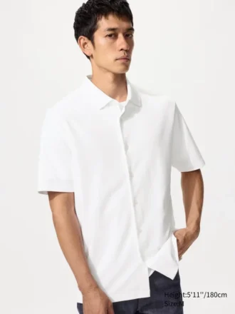 Unisex AIRism bomuldspiqué polo-skjorte med fuld åbning