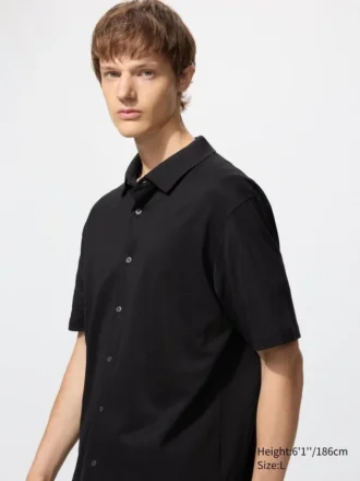Unisex AIRism bomuldspiqué polo-skjorte med fuld åbning