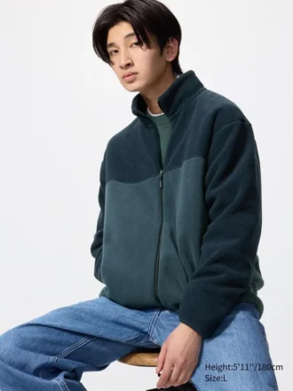 Unisex fleecejakke med gennemgående lynlås | Color Block