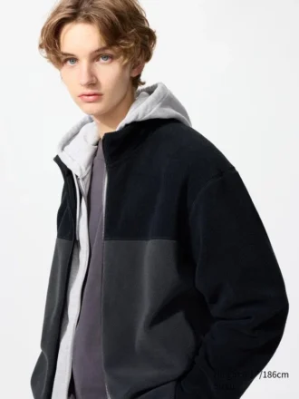 Unisex fleecejakke med gennemgående lynlås | Color Block