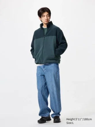 Unisex fleecejakke med gennemgående lynlås | Color Block