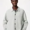 Unisex Milano ribstrikket cardigan med skjortekrave