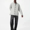 Unisex Milano ribstrikket cardigan med skjortekrave