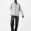 Unisex Milano ribstrikket cardigan med skjortekrave