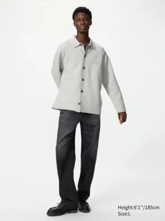 Unisex Milano ribstrikket cardigan med skjortekrave