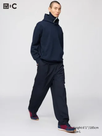 Unisex plisserede, brede, koniske bukser