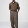 Unisex plisserede, brede, koniske bukser