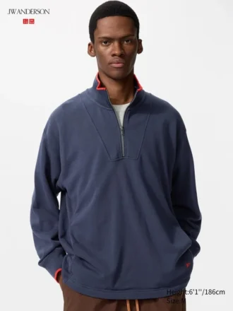 Unisex pullover med halv lynlås