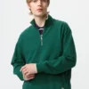 Unisex pullover med halv lynlås