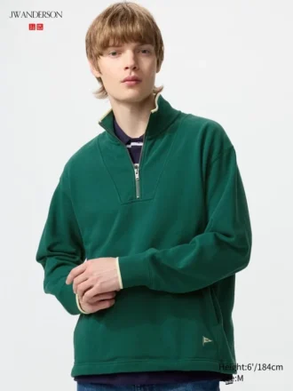 Unisex pullover med halv lynlås