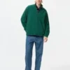 Unisex pullover med halv lynlås