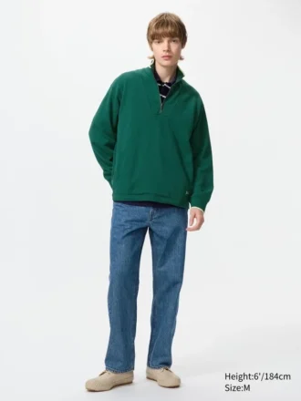 Unisex pullover med halv lynlås