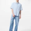 Unisex Seersucker-skjorte | Kortærmet | Stribet