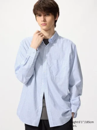 Unisex-skjorte i bredvævet stof | Button-down | Ternet