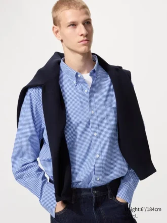 Unisex-skjorte i bredvævet stof | Button-down | Ternet
