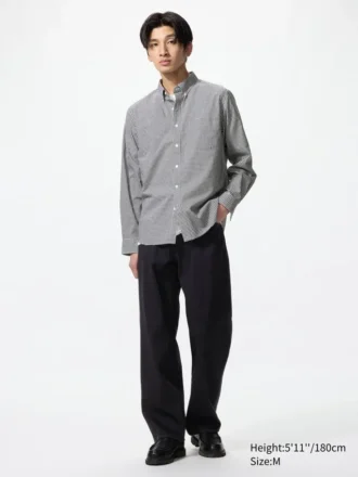 Unisex-skjorte i bredvævet stof | Button-down | Ternet