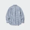 Unisex-skjorte i bredvævet stof | Knaplukning | Stribet