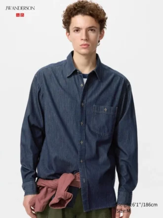 Unisex-skjorte i let denim