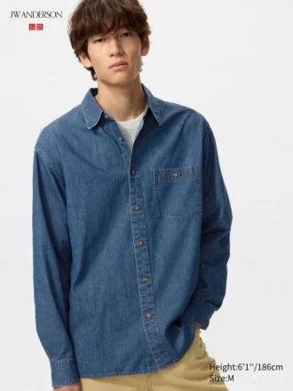 Unisex-skjorte i let denim