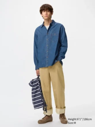 Unisex-skjorte i let denim
