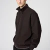 Unisex-sweatshirt med børstet overflade og halv lynlås